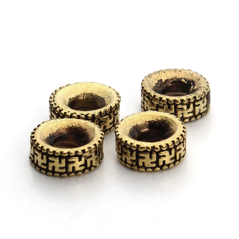 50 шт./лот диаметр 8 мм тибетские серебряные и золотые металлические бусины с