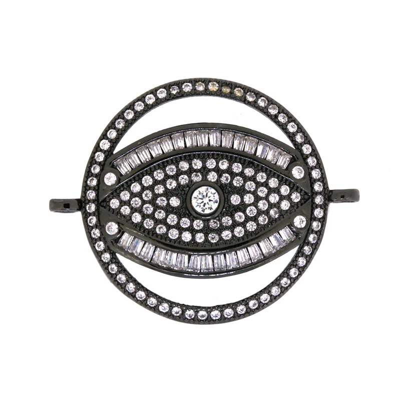 

Fashion Cubic Zirconia Charm Connector For Necklace Pave Micrro Cz Evil Eyes Connecto For Jewelry Making Diy Jewelry