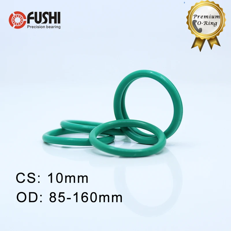 CS10mm Фтор-каучук o-образный кольцо OD 85/100/110/115/120/130/140/145/160*10 мм 2 шт колцеобразное уплотнение Фтор прокладка масляного уплотнения зеленый уплотнительное кольцо