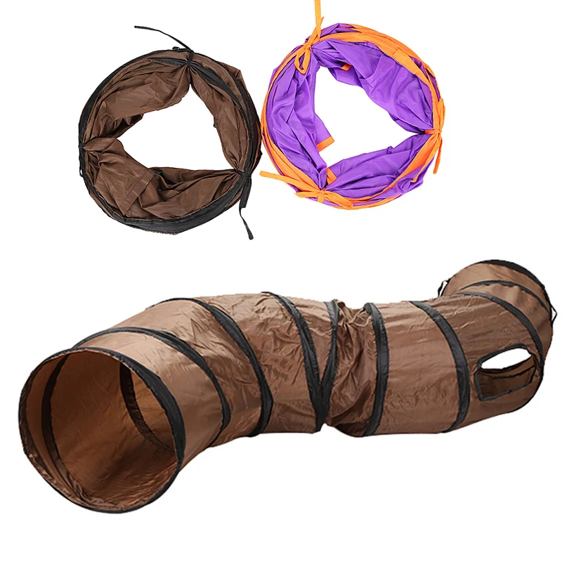 S Pet туннель кошка игрушка играть коричневый складной 3 отверстия котёнок Кот
