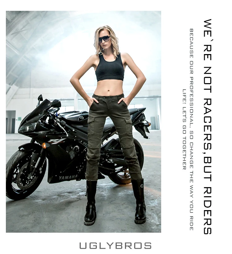 

Женские джинсы для езды на мотоцикле Uglybros, темно-зеленые мотоциклетные брюки, для езды на мотоцикле, UBS06
