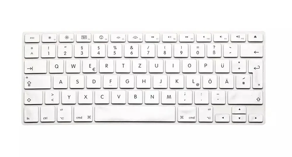 Silver Для Mac Book 13 15 Qwertz кожаные чехлы для ноутбука европейские немецкие буквы клавиатуры протектор для Macbook Air Pro retina 1" 15" 17" - Цвет: Silver