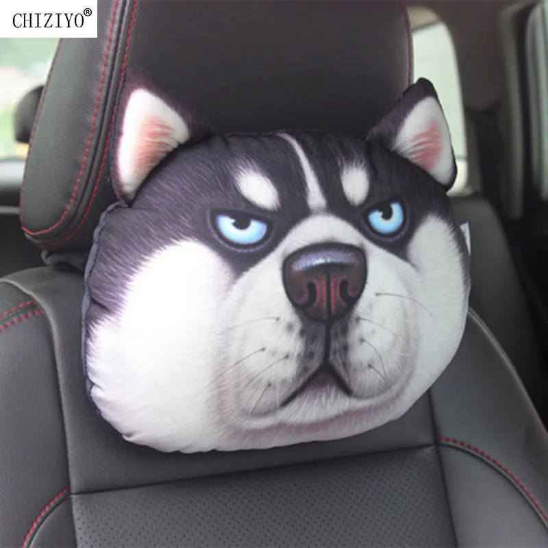 

CHIZIYO Newest 2020 3D Printed Schnauzer Teddy Dog Face Car Headrest Neck Rest Auto Neck Pillow Without Filler