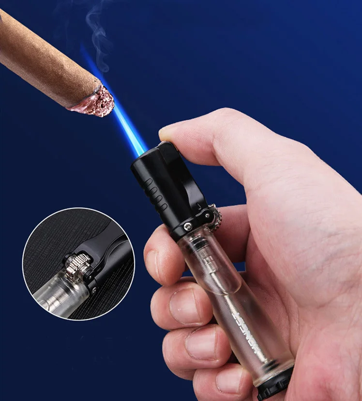 Creative New Butane Gas Lighter Metal Outdoor Portable Free Fire Turbine Scrub Windproof Inflatable Spray Gun Lighter