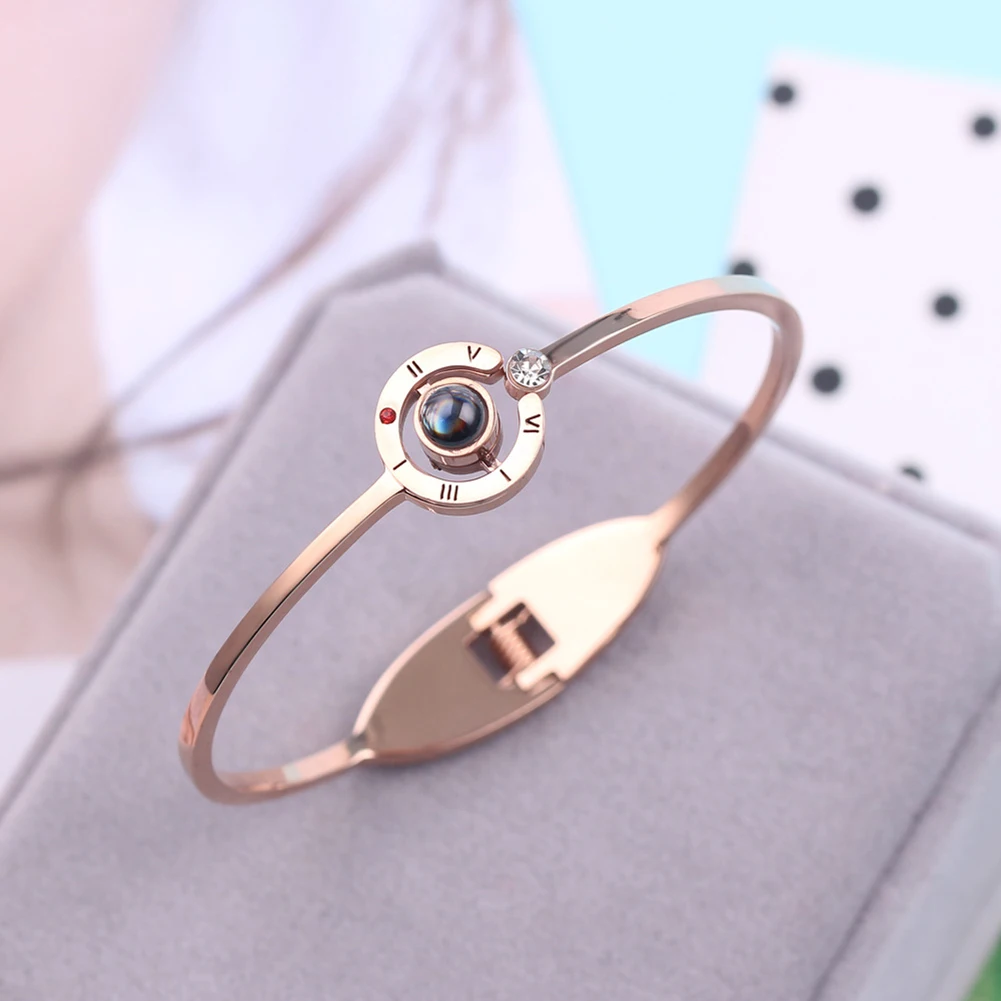 Fashion Rhinestone Titanium Steel Love Letter Thin Open Bracelet Bangle Jewelry | Украшения и аксессуары