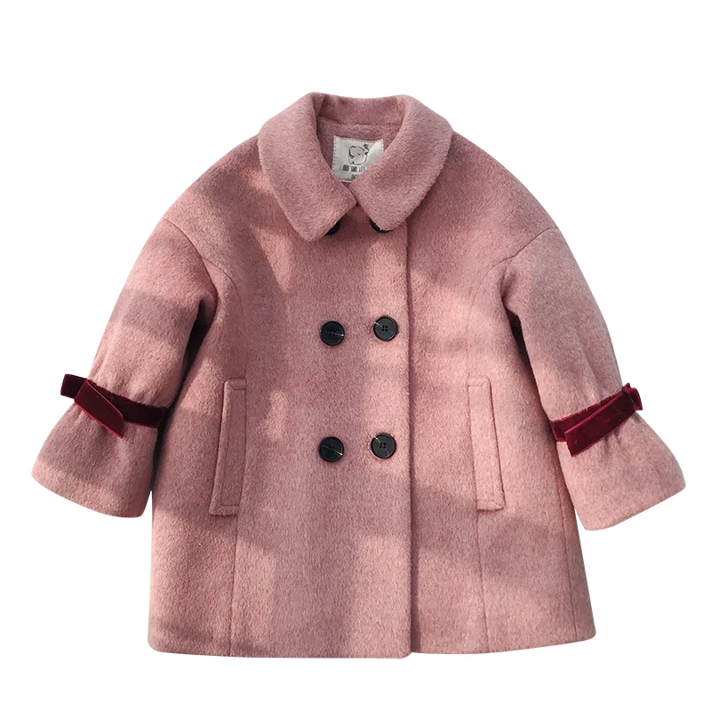 Детские зимние шерстяные куртки для девочек коллекция 2019 года пальто с отложным