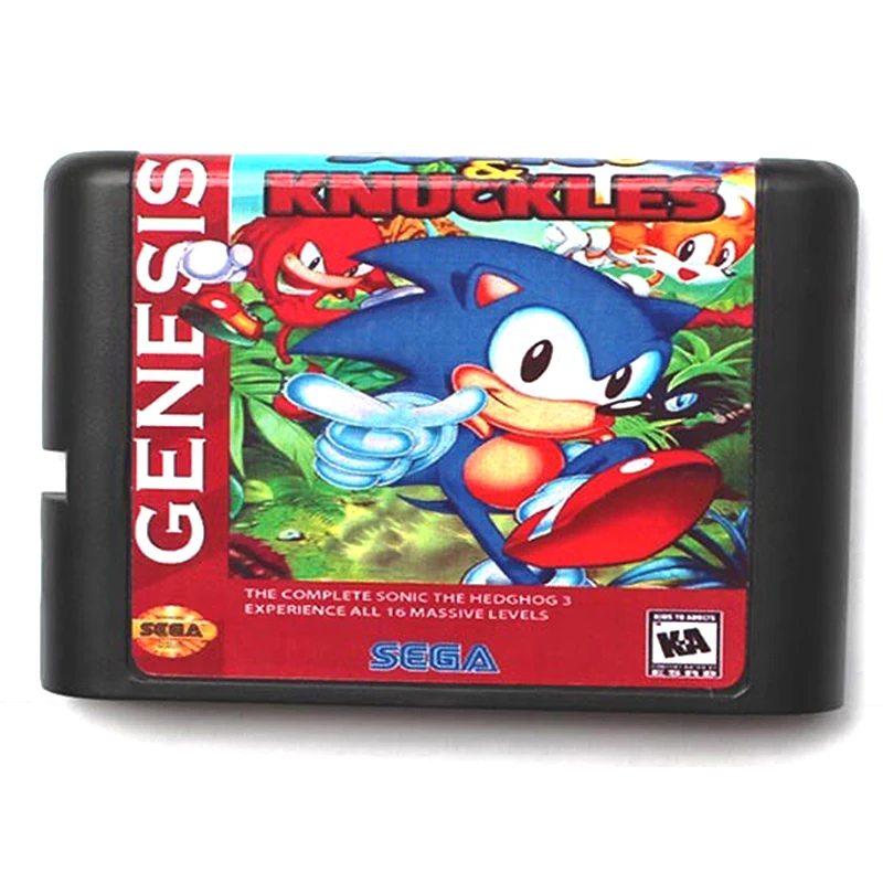 Игровая карта Sonic And Knuckles для Sega MD 16 бит Mega Drive игровая консоль Genesis PAL USA