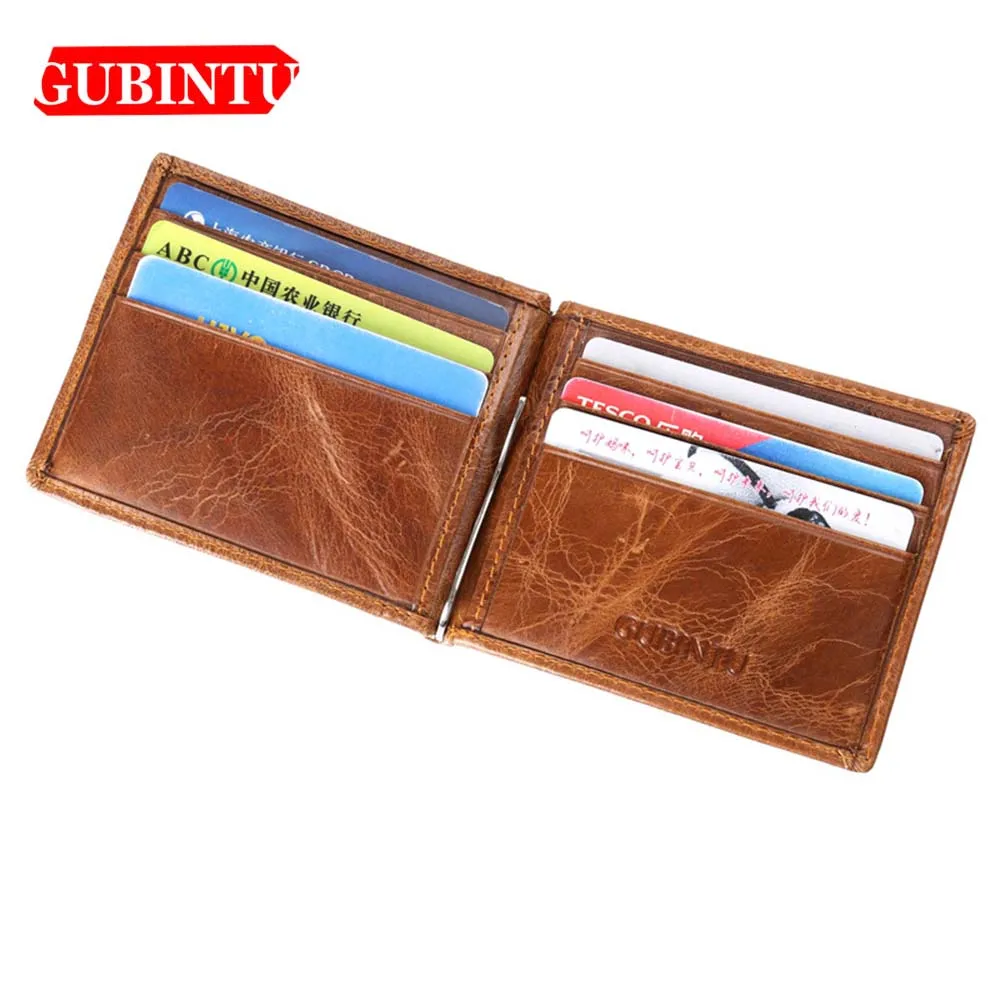 GUBINTU RFID винтажные мужские кошельки из натуральной кожи тонкий держатель для