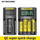100% оригинал Nitecore UM2 UM4 USB QC зарядное устройство интеллектуальная схема глобальное страхование Li-Ion AA AAA 18650 26650 21700