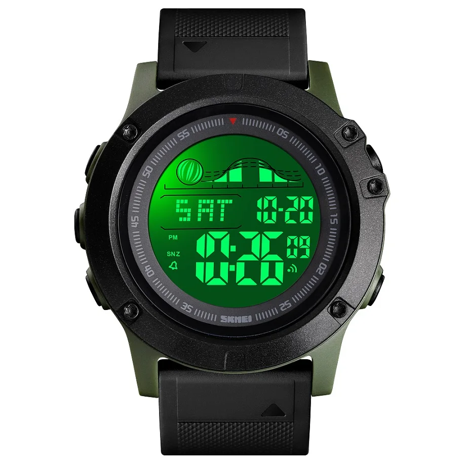 Green SKMEI, мужские спортивные часы, модные, повседневные, светодиодный, цифровые, для улицы, водонепроницаемые, мужские, обратного отсчета, двойное время, наручные часы, Relogio Masculino - Цвет: Green