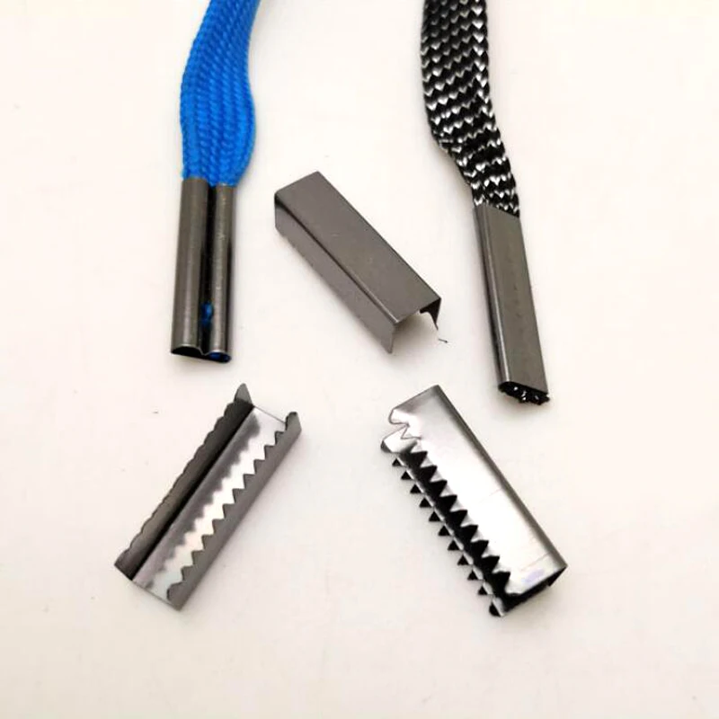 02 Gun Color 7.5X25mm Flat Toothed Shoelace Head Replacement Aglets Tips for DIY Shoelaces Metal Head Shoe Rope Decorations - Color: 02 Gun Color