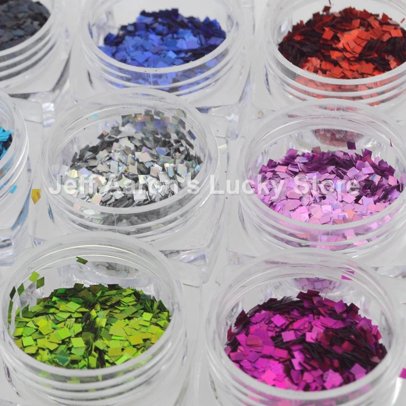 Высокое качество 12 Горшков квадратные блестящие наклейки для ногтей