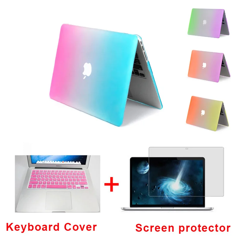 Жесткий защитный чехол 3 в 1 Радужный для MacBook Air 13 Pro 13/15 дюймов с сенсорной панелью