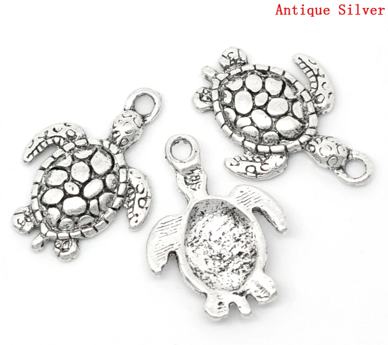 Подвески DoreenBeads из металлического сплава подвески с покрытием Tortoise серебристого