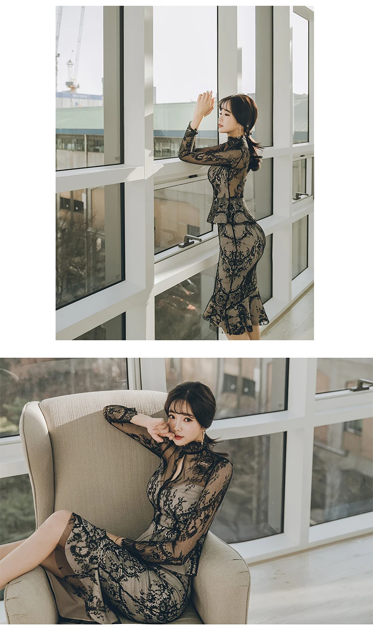 Mingjiebihuo/модное осенне-зимнее платье с полой стойкой; Новое поступление; Соблазнительные вечерние платья с длинными рукавами и кружевами для девочек