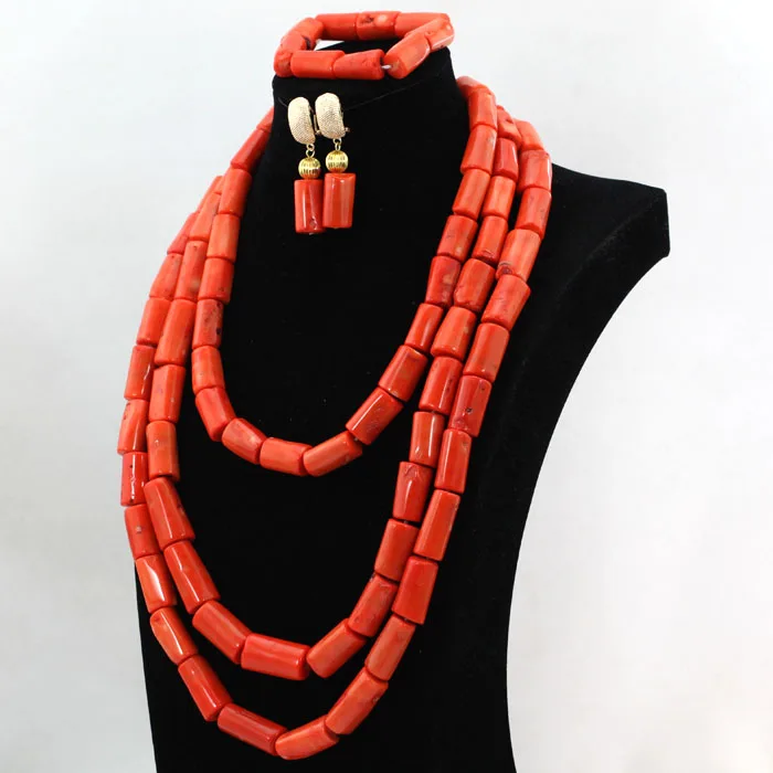 Великолепный нигерийский Свадебный Комплект украшений из коралловых бусин Coraline