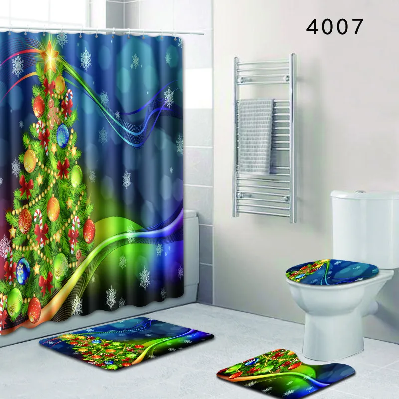 Рождественский нескользящий коврик для ванной комнаты Декор дома с крючками