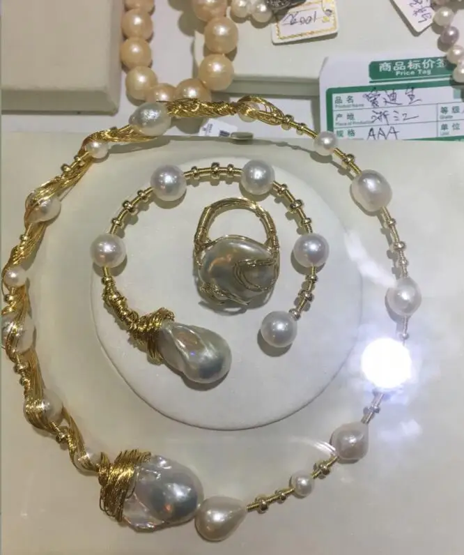 Бесплатная доставка ювелирное изделие Solidgold набор из колье и браслета с