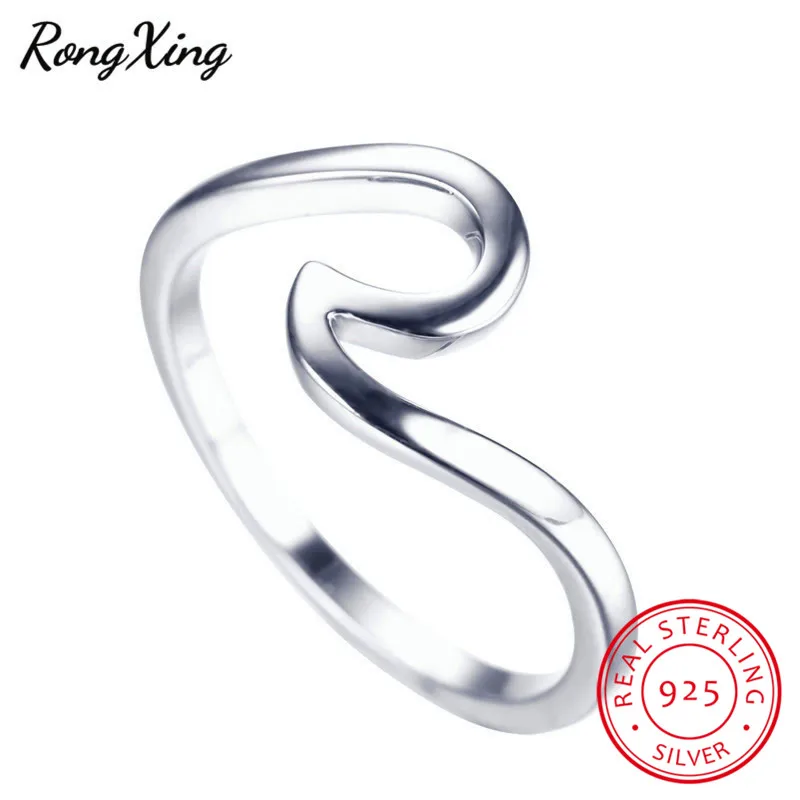 RongXing настоящие 925 пробы серебряные волнистые кольца для мужчин и женщин, модные ювелирные изделия, винтажные обручальные кольца SV1003