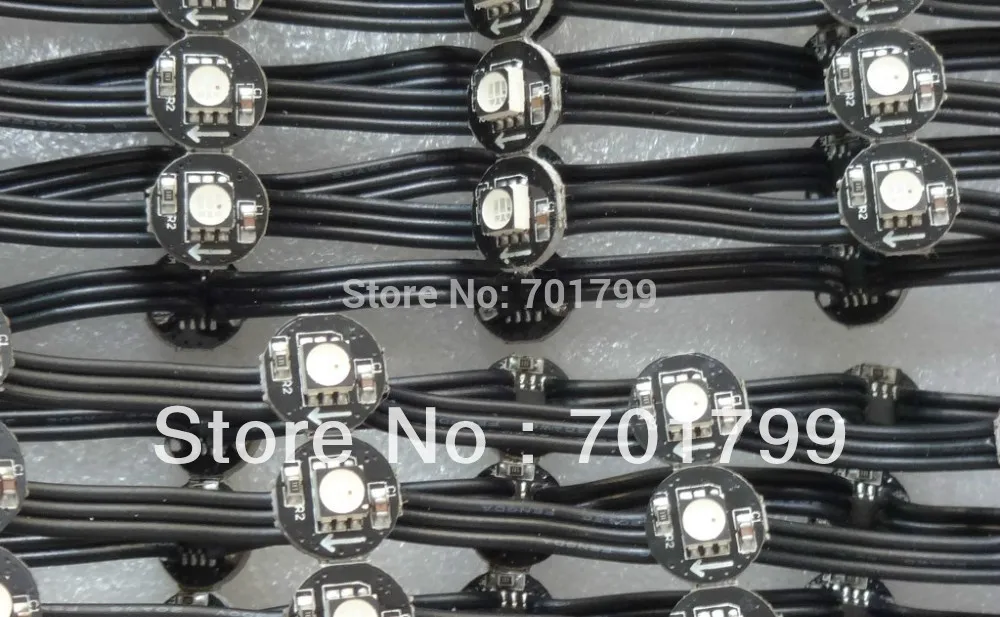 Черный пиксельный узел DC5V WS2811 led 5050 SMD 50 шт. струны Черные провода Расстояние между