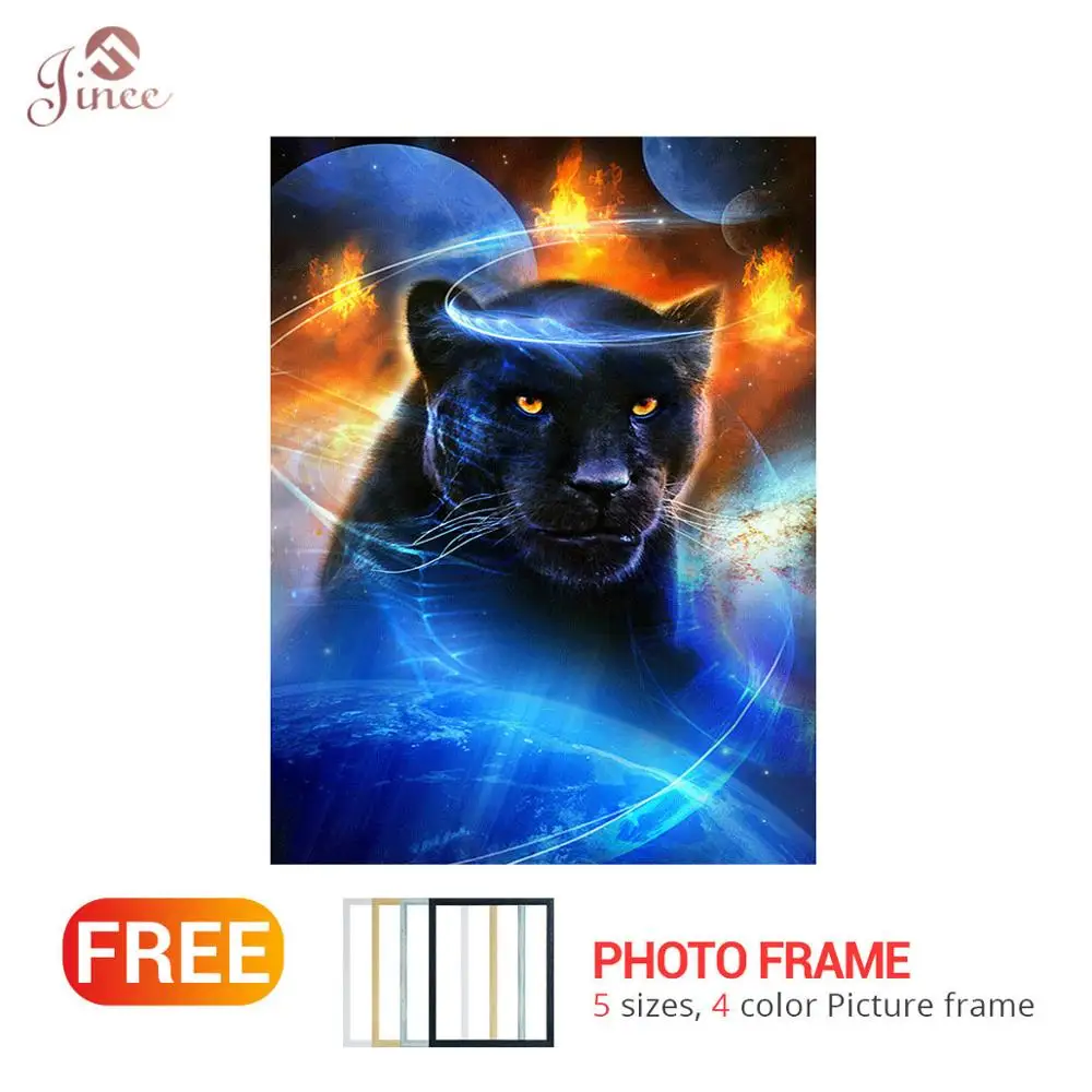 

Diy 5d алмазная живопись, черный леопард, животное, круглая Алмазная мозаика, домашнее украшение, вышитый узор, вышивка ручной работы