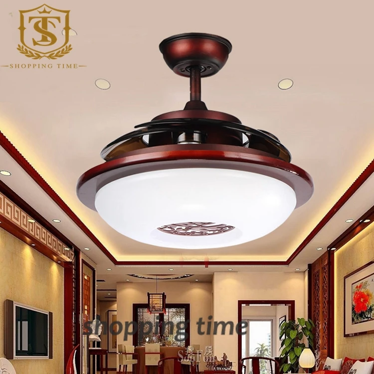 Китайский Стиль Небольшой 32 Дюймов Потолочный Вентилятор Свет Невидимый Лопасти
