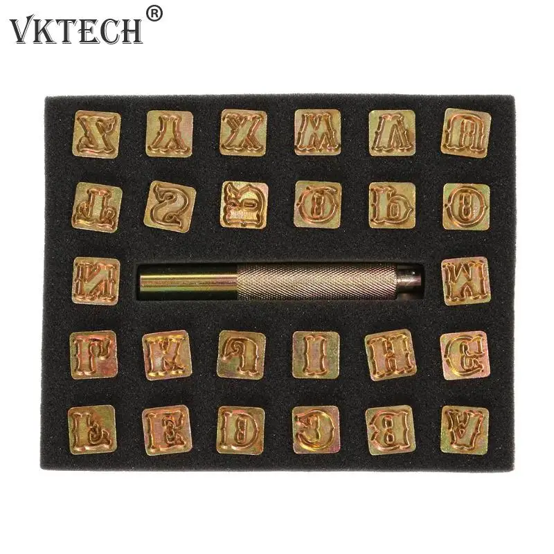 26pcs Alphabet Металлические кожаные инструменты, профессиональные инструменты для печати кожи, 26 шт., буквенный штамп с буквами алфавита, набор 9 шт., набор штампов для изготовления кожаных изделий - Цвет: 26pcs Alphabet