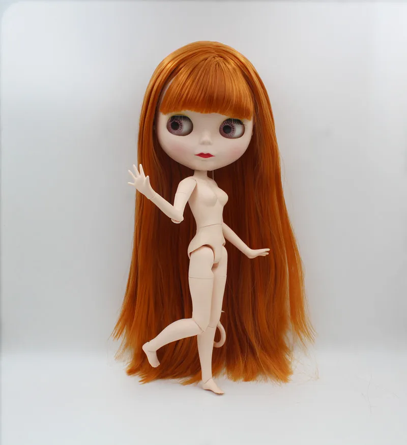 Кукла Blygirl кукла Blyth темно оранжевая челка с прямыми волосами 1/6 Обнаженная 19