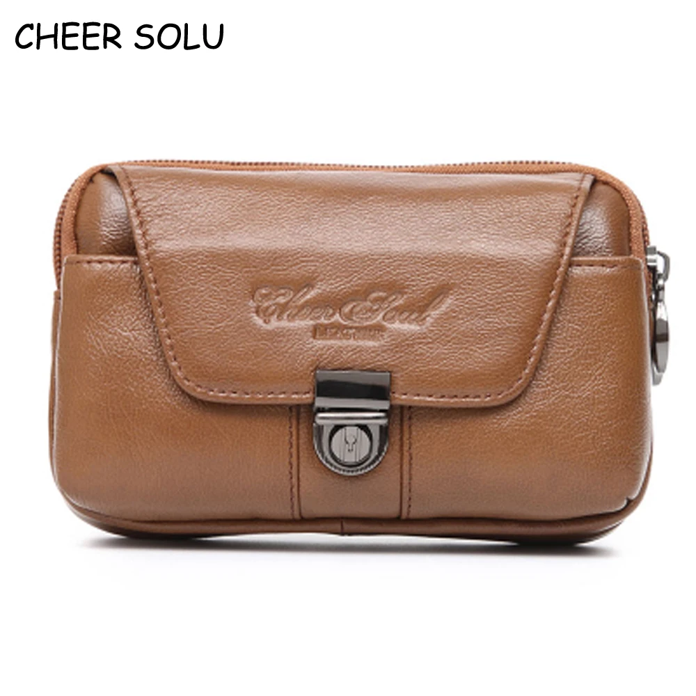 

Мужская поясная сумка CHEER SOUL, винтажная поясная сумка из натуральной кожи, 5,5 дюйма, мобильный телефон, чехол