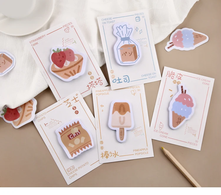 Mr paper, 30 шт./лот, 8 видов конструкций, Kawaii, мороженое, закуска, блокнот для заметок, блокнот, дневник, креативный, самоклеющийся блокнот, блокнот для заметок