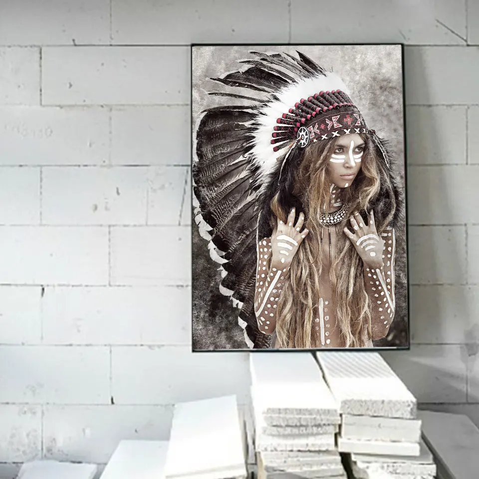 Cherokee фотография девушки американские индейцы фигурка пера картина современные