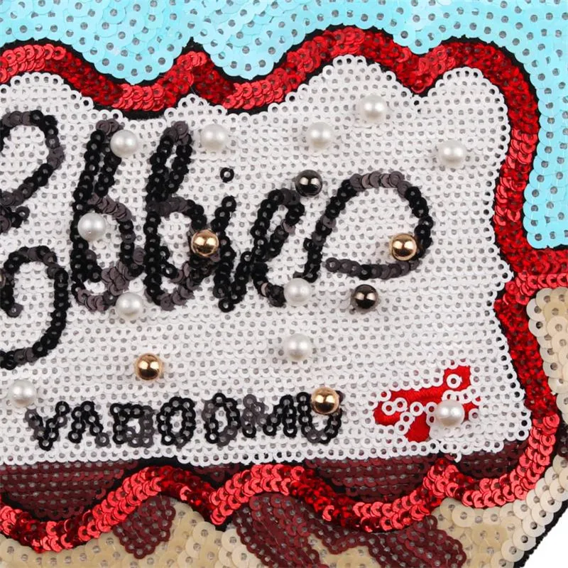Biker patch 230mm Heart Letters Beads Leopard pattern suquins Embroidery iron on patches for clothing Stickers Free Shipping | Дом и сад