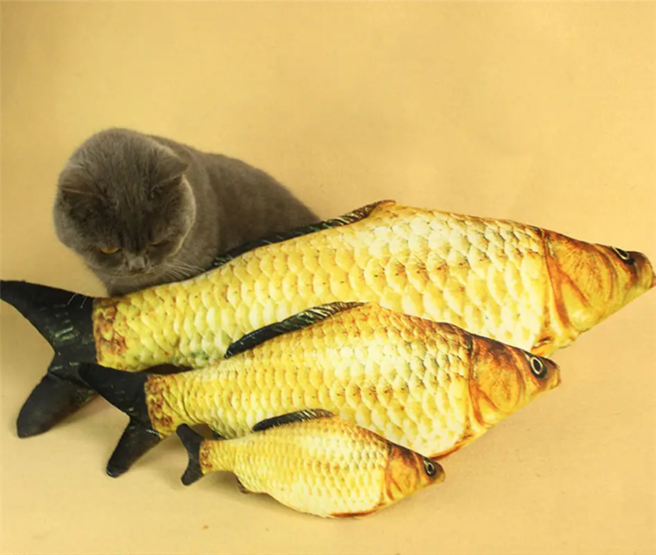 Лидер продаж забавная искусственная трава карп котенок рыба плюшевая подушка