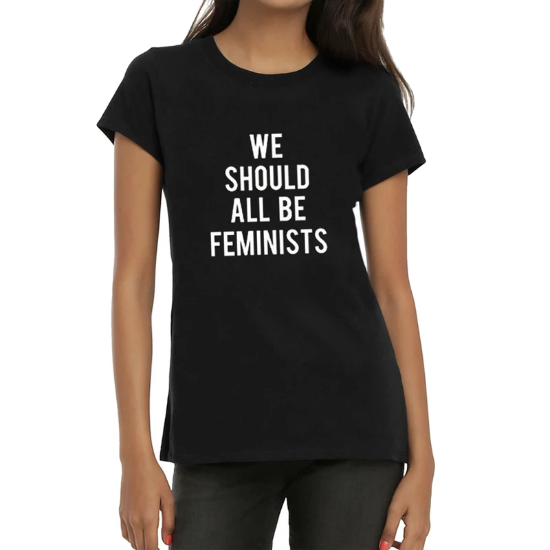 Women T Shirt Summer Fashion We Should All Be Feminists Letters Printing Short Sleeve All-Match O-Neck Black White Casual | Женская