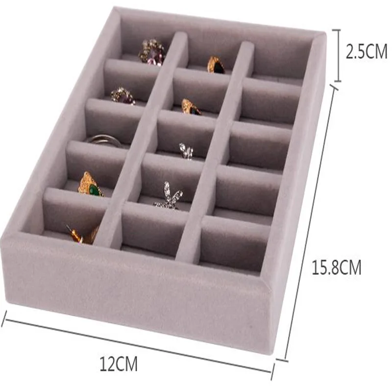 L15.8cm/W12cm/H2.5cm ящик DIY лоток для хранения ювелирных изделий Кольцо Браслет Подарочная Коробка органайзер для ювелирных изделий серьги держатель для большинства помещений