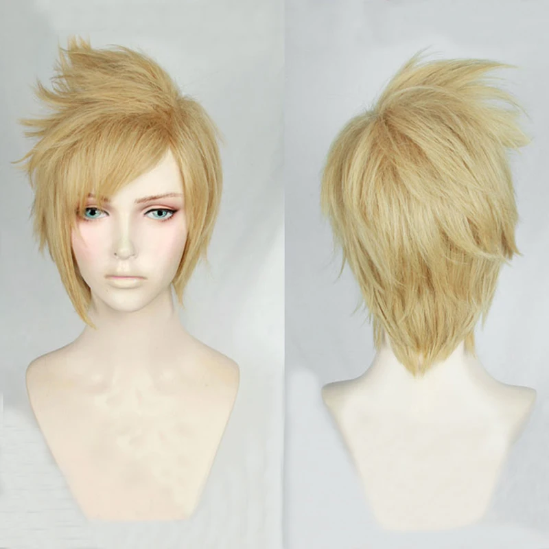 

FF15 Final Fantasy XV Prompto Argentum Short Linen Blonde Cosplay Costume Wig Heat Resistance Fibre Hair + Free Wig Cap