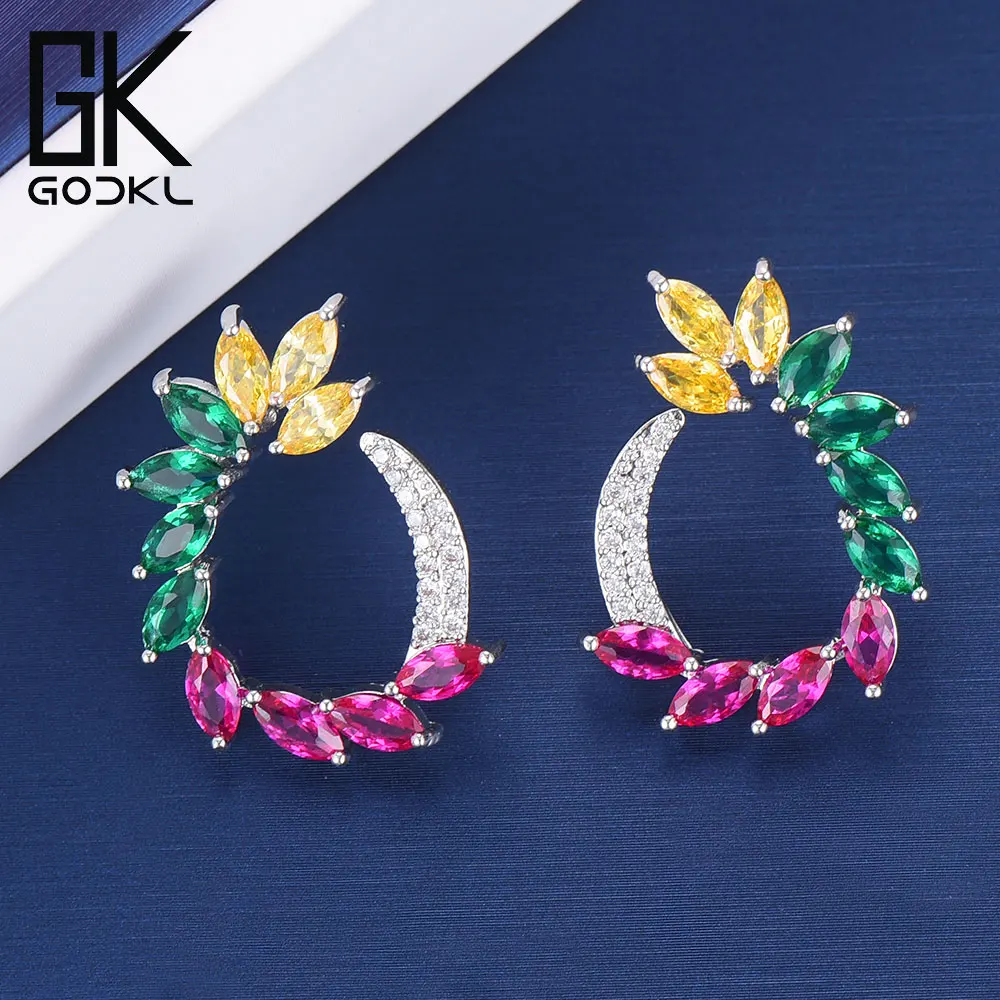 Женские Разноцветные серьги GODKI роскошные свадебные в форме цветка 28