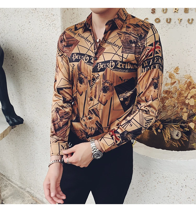 Camiseta de hombre высококачественные мужские рубашки с длинным рукавом с цифровым принтом, рубашки для детей, приталенная Уличная Повседневная блуза Homme