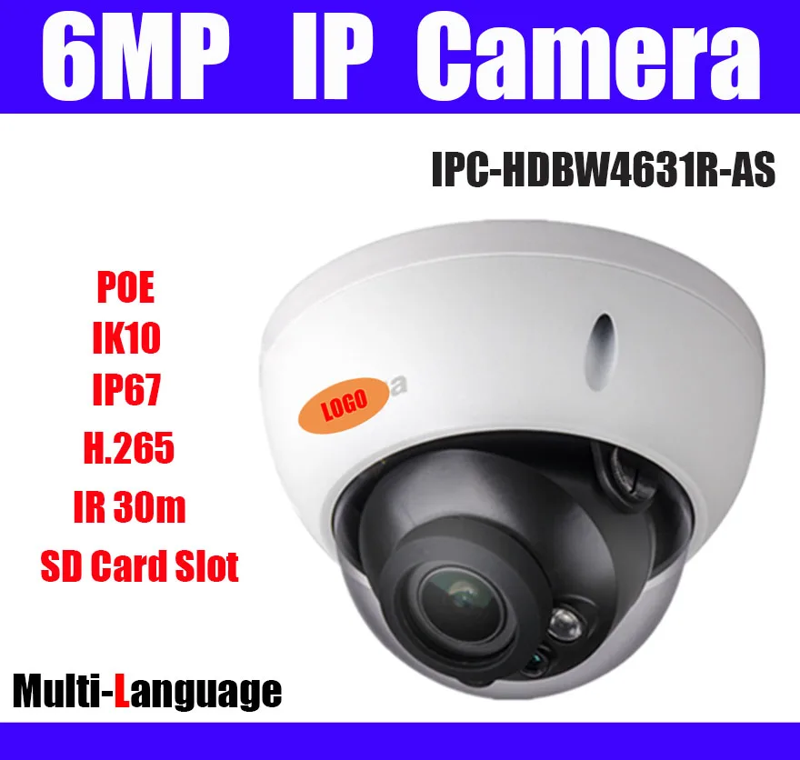 IPC HDBW4631R AS 6MP POE IP камера IK10 IP67 IR 30 SD слот для карты аудио сигнал интерфейс