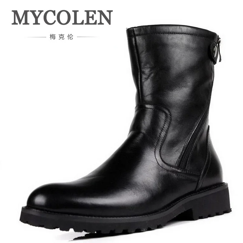 MYCOLEN New Fashion Keep Warm Cotton Ankle Boots Autumn Winter Motorcycle Snow Men Shoes With Zipper Erkek Bot Ayakkabi |