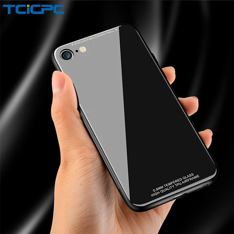 Tcicpc для iPhone 6 S чехол Роскошный силиконовый каркас + зеркало из закаленного стекла