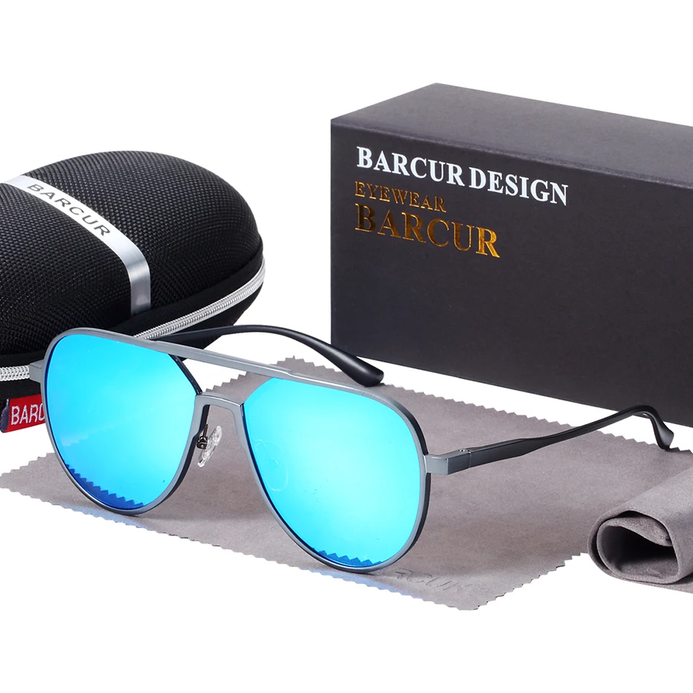 Солнечные очки BARCUR поляризационные UV400 для мужчин и женщин алюминиевые