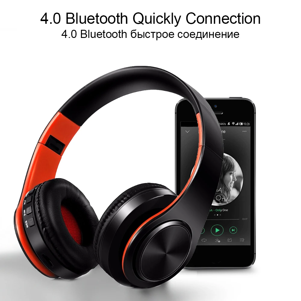 Bluetooth Headset Stereo Audio Wireless Headphones Fordable Wired Earphones With Microphone and FM radio For PC mobile phone Mp3 |