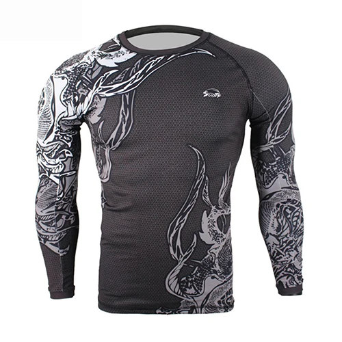 Style f MMA подвеска боксерская перчатка Рашгард Футболка с принтом обезьяны черепа кикбоксинг длинные Легинсы Брюки Muay Thai BJJ Jiu Jitsu Fightwear - Цвет: Style f