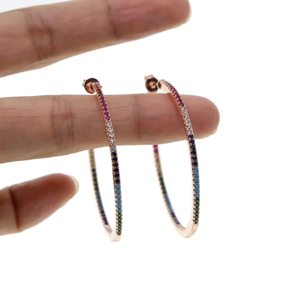 Модные радужные серьги кольца для девочек великолепные розового золота шикарные