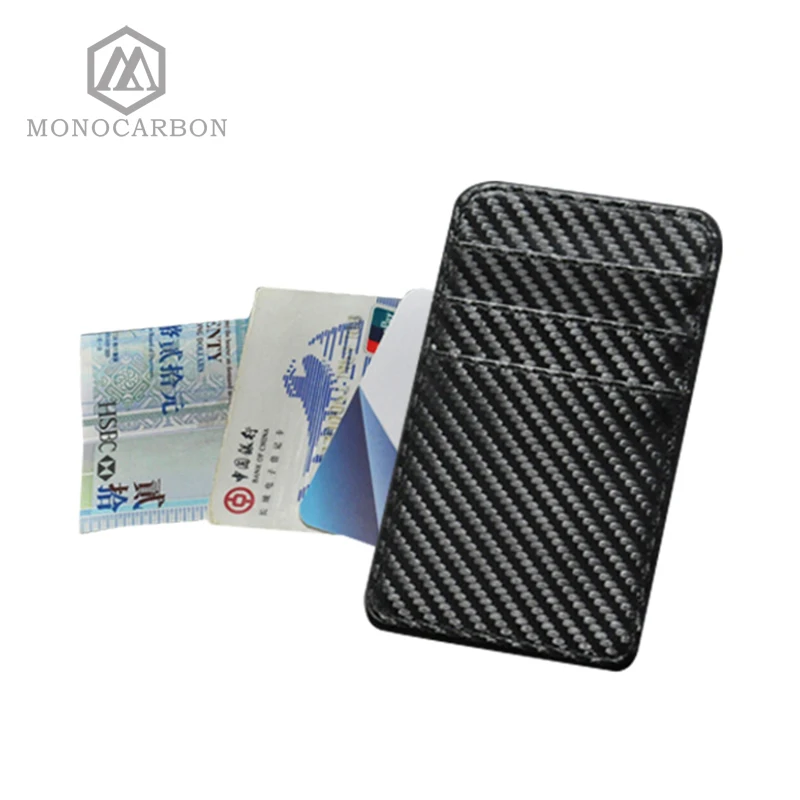Мужской кошелек для карт Monocarbon многофункциональный из полиуретана и углеродного