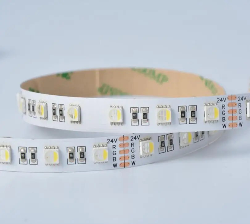 

Белая светодиодная лента PCB 5050 SMD 4-в-1 RGBW (теплый белый); Вход 24 В постоянного тока длиной 5 м; Не водонепроницаемая; IP33;