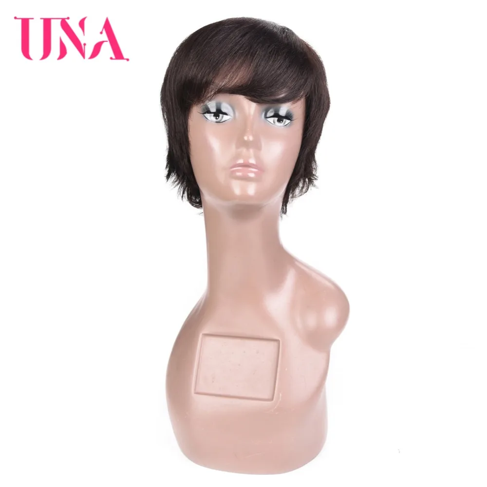 UNA Short Straight Wigs Indian Straight Hair Wigs Non Remy Indian Hair Wigs 120% Density Short Human Hair Wigs For Women LDH6344