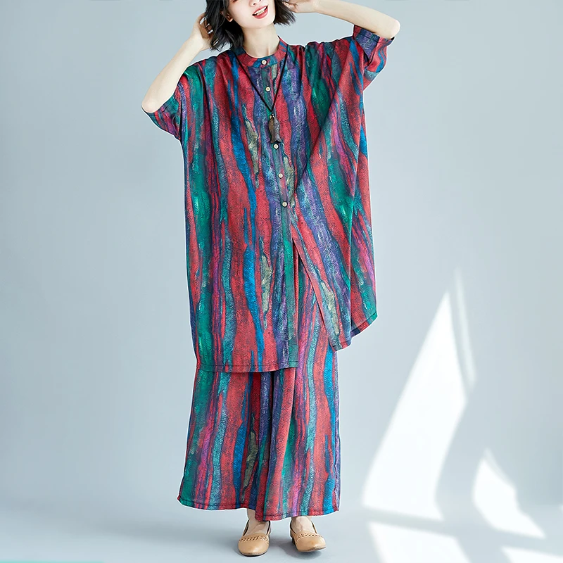 Женский комплект из 2 предметов шифоновая блузка с широкими штанинами и пляжные