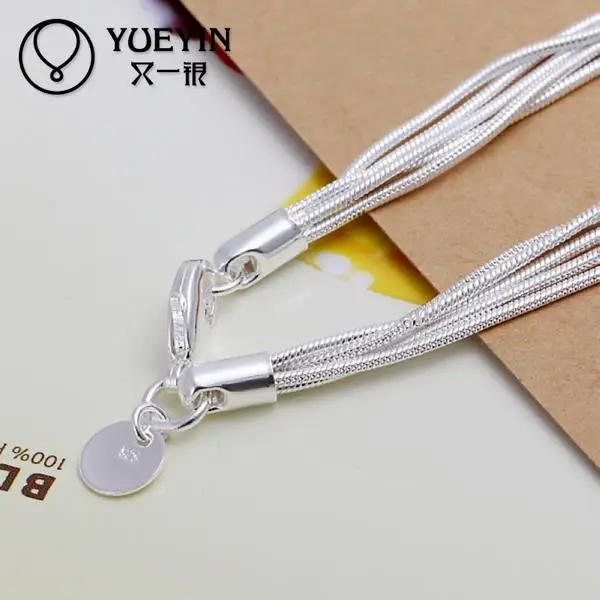 Hot Selling Wholesale Silver Plated Tassel Charm Bracelet &amp Bangles Crystal Chunky Chain for Women |